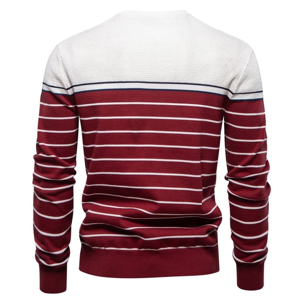 Men’s Casual Horizontal Stripe Knit Sweater