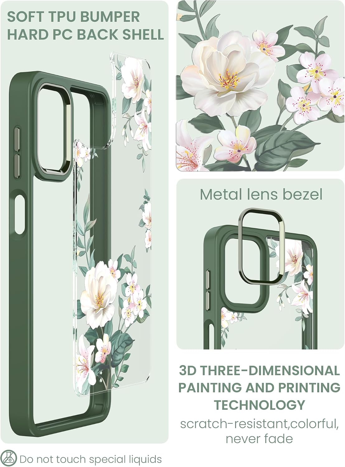 Floral Hybrid TPU+PC Phone Case