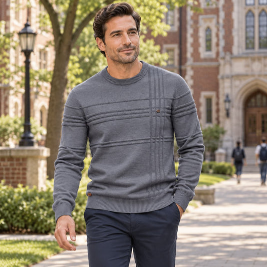 Men’s Casual Cross Stripe Sweater