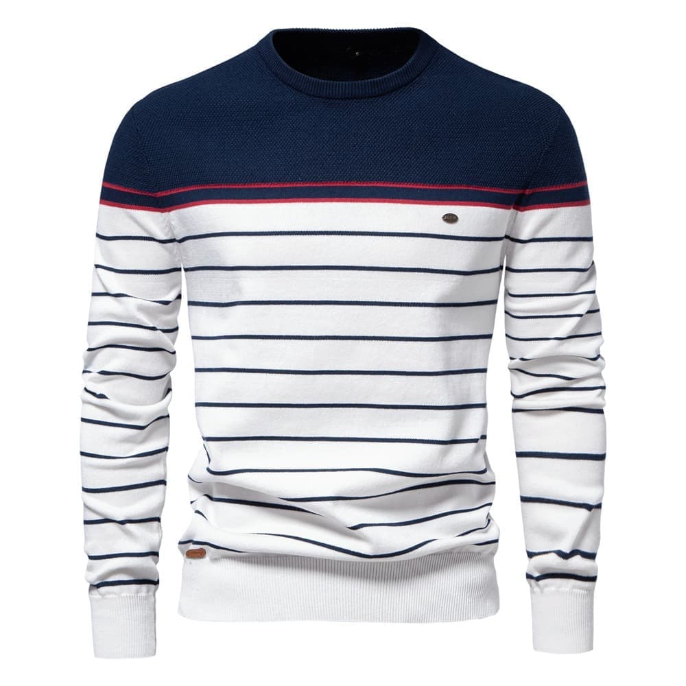 Men’s Casual Horizontal Stripe Knit Sweater