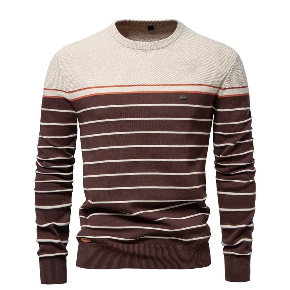 Men’s Casual Horizontal Stripe Knit Sweater