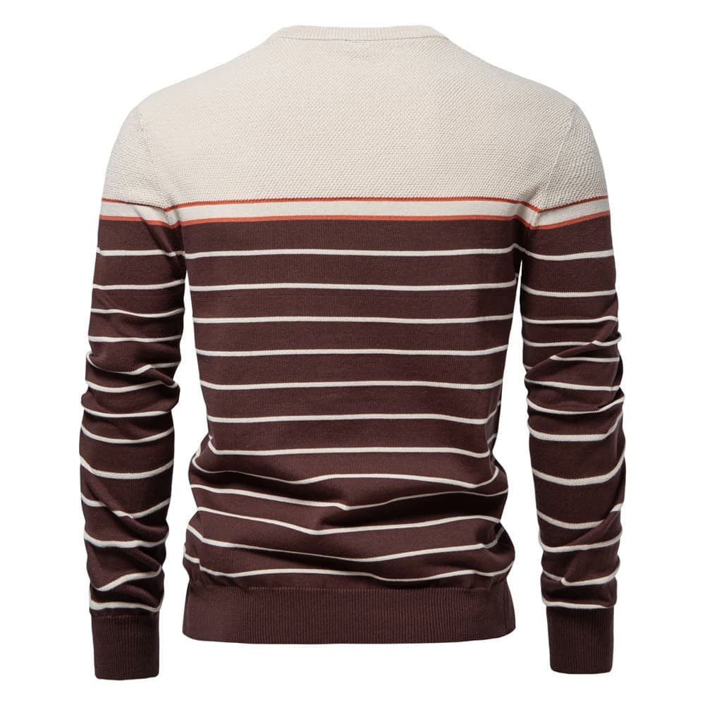 Men’s Casual Horizontal Stripe Knit Sweater