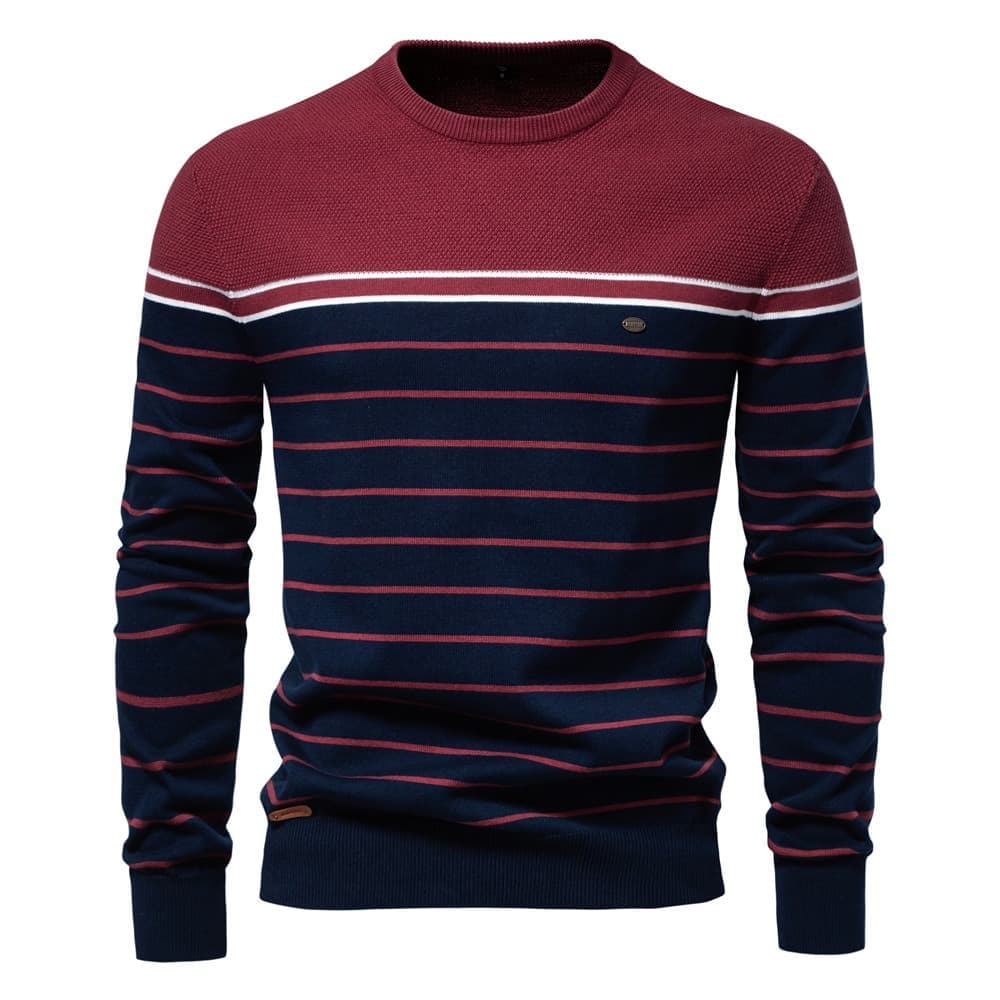 Men’s Casual Horizontal Stripe Knit Sweater