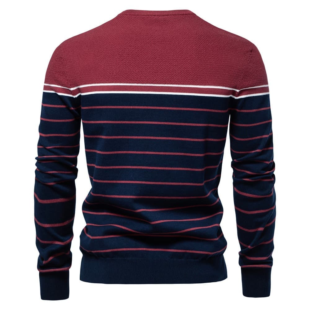 Men’s Casual Horizontal Stripe Knit Sweater