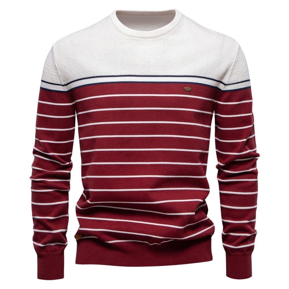 Men’s Casual Horizontal Stripe Knit Sweater