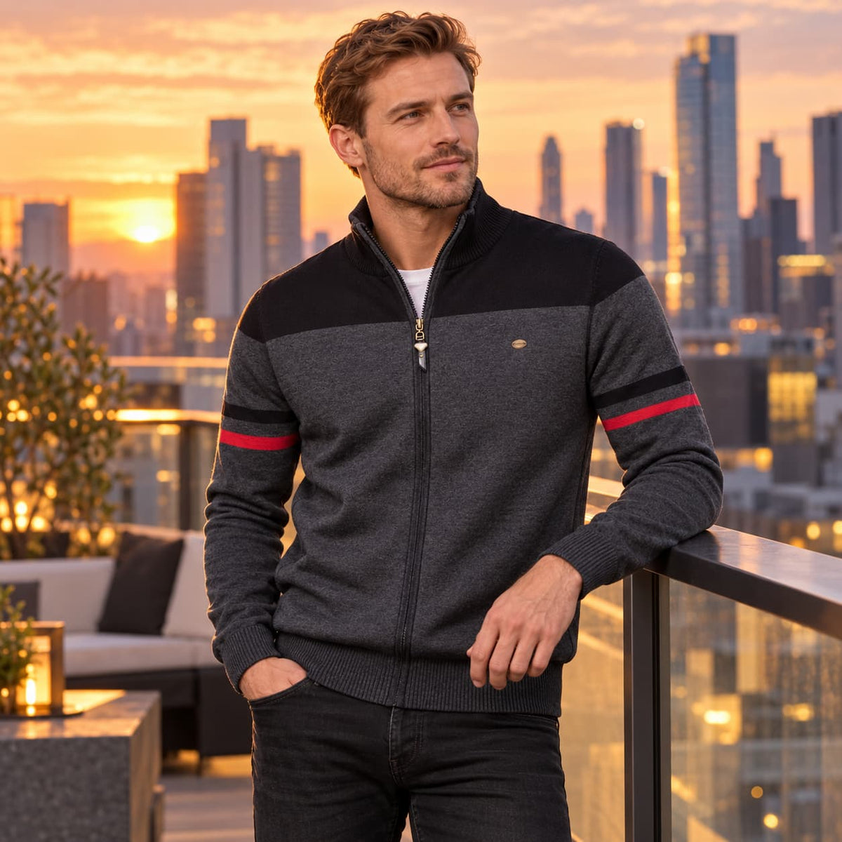 Men’s Casual Full Zip Cardigan Sweater