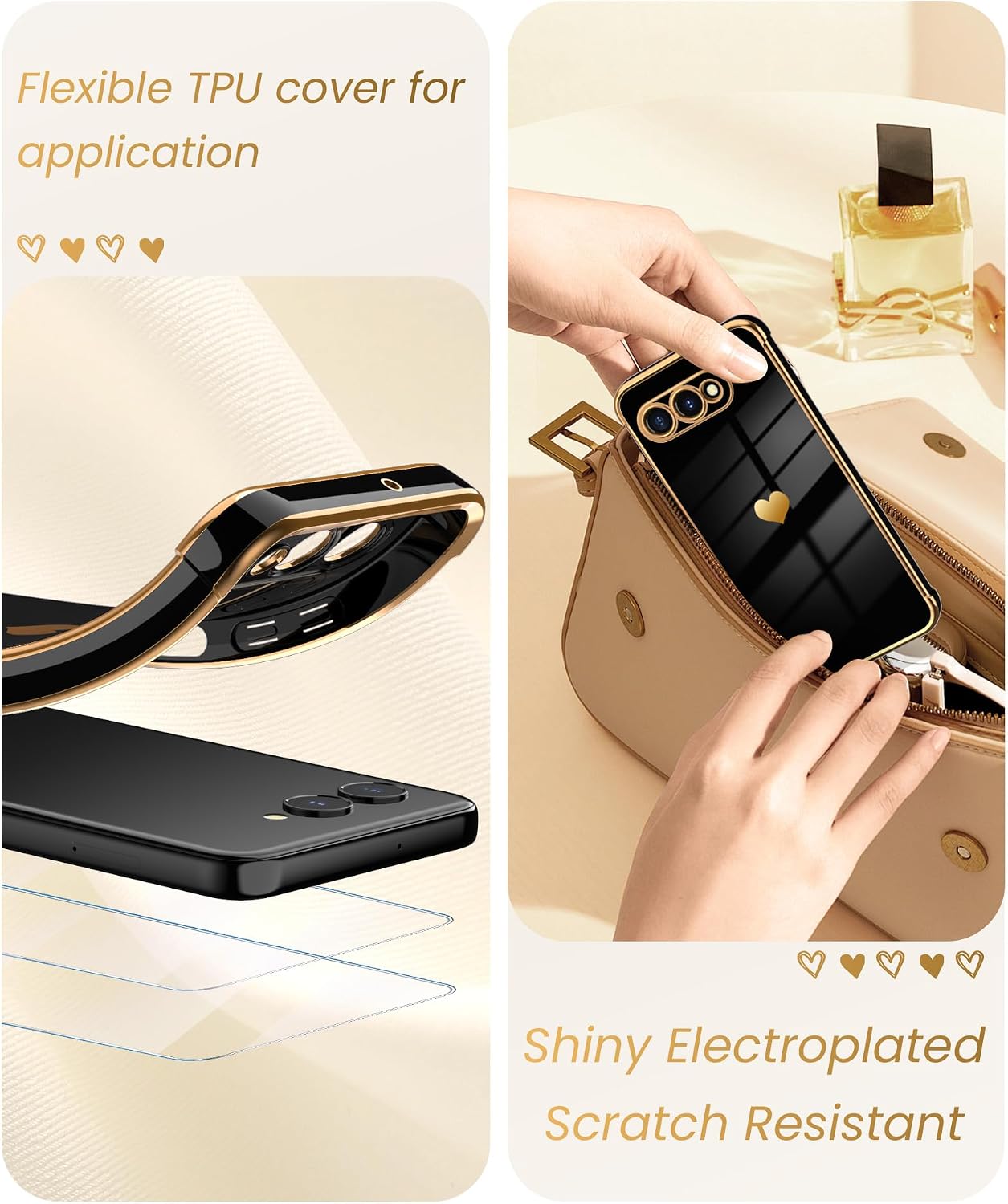 Hollow Heart Plating TPU Phone Case