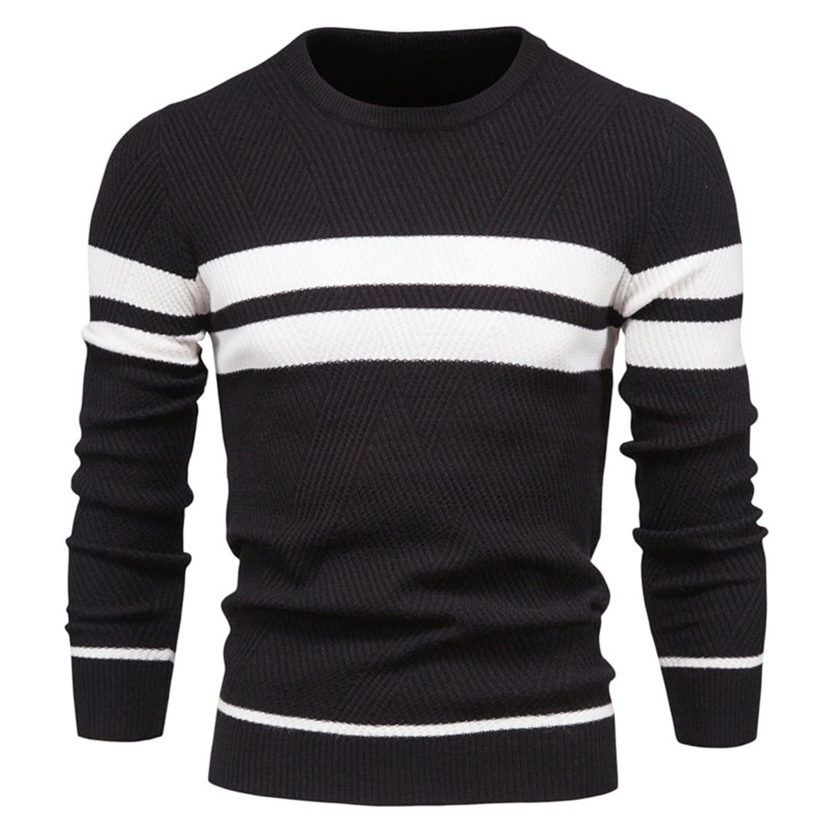 Men’s Casual Contrast Stripe Sweater