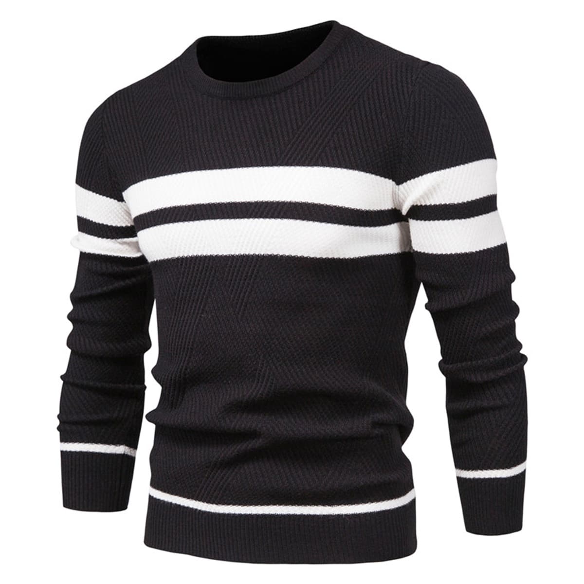 Men’s Casual Contrast Stripe Sweater