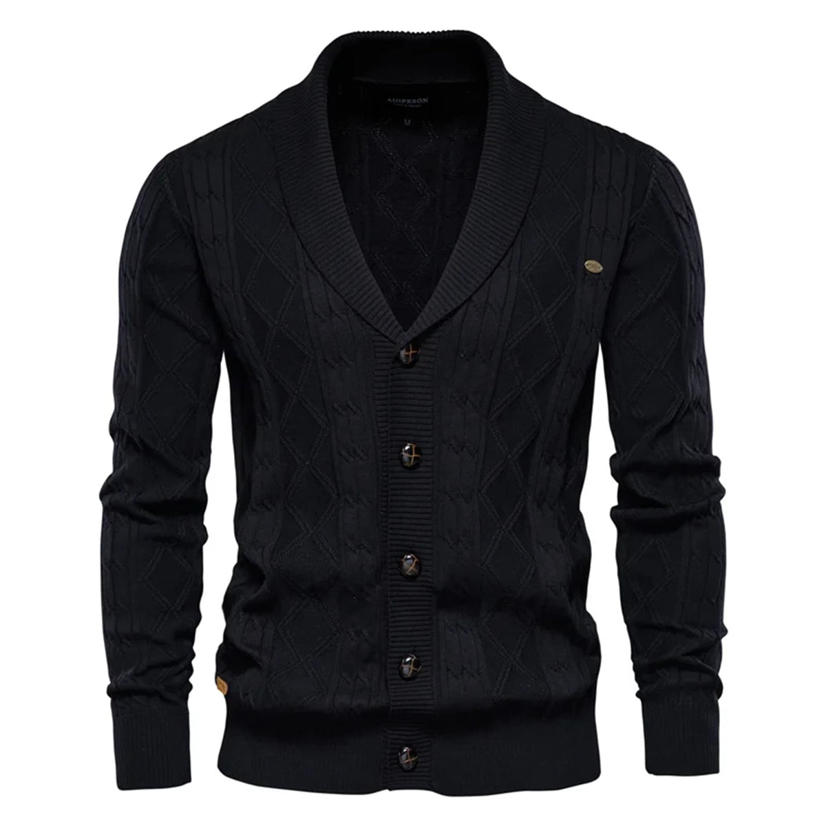 Men’s Shawl Collar Cable Knit Cardigan