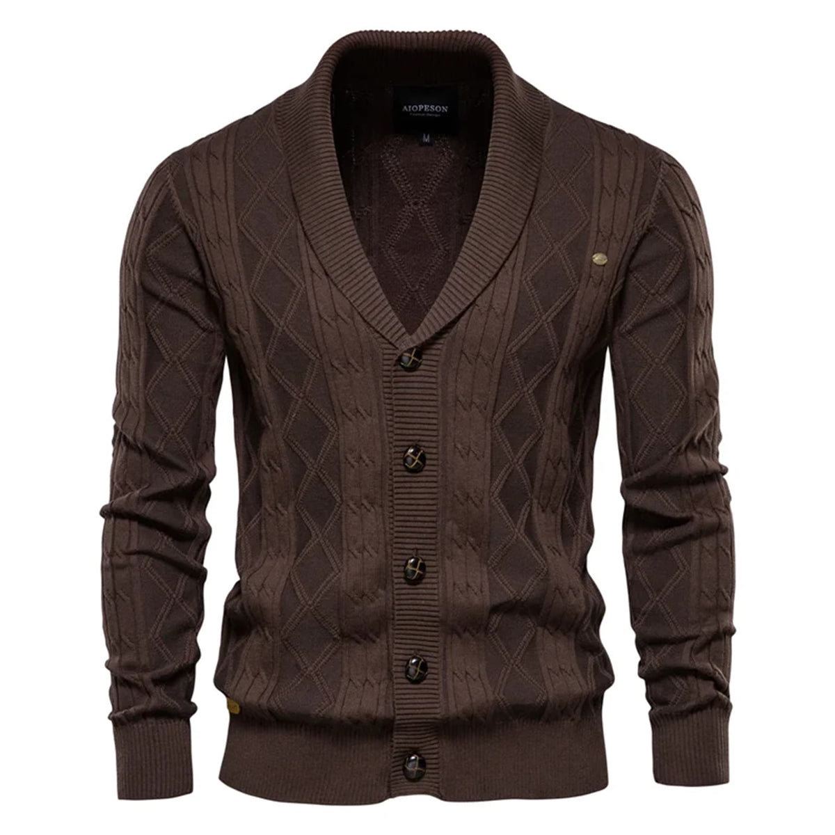 Men’s Shawl Collar Cable Knit Cardigan