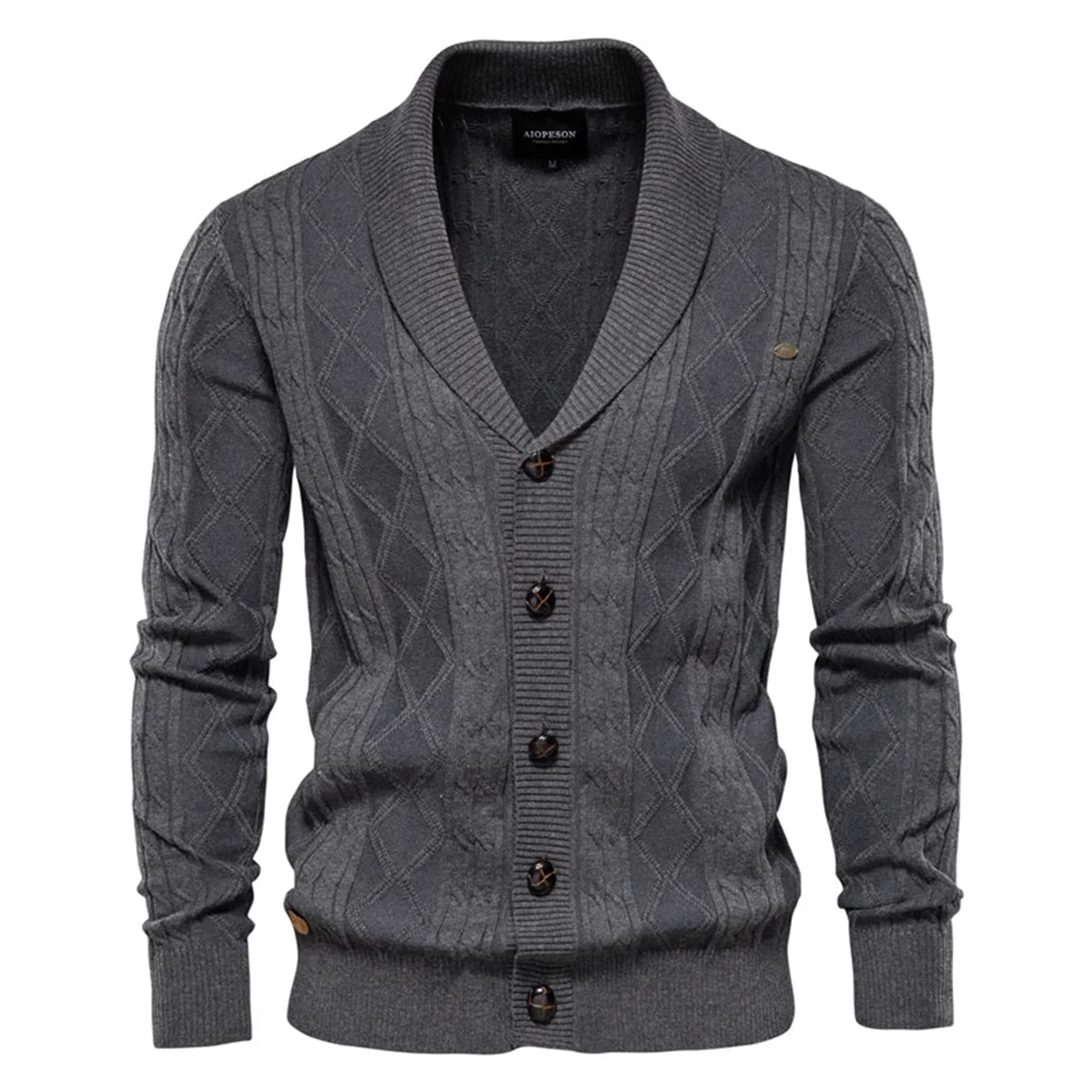 Men’s Shawl Collar Cable Knit Cardigan
