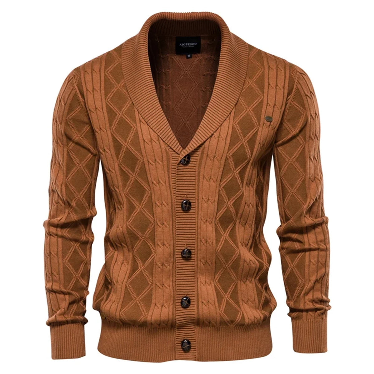 Men’s Shawl Collar Cable Knit Cardigan