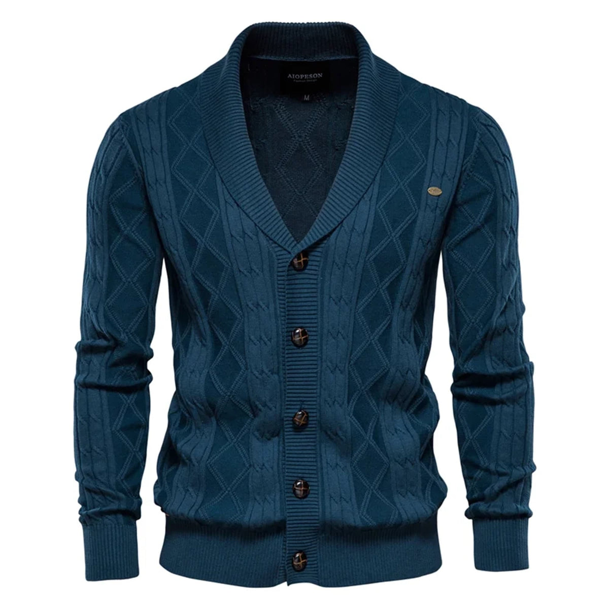 Men’s Shawl Collar Cable Knit Cardigan